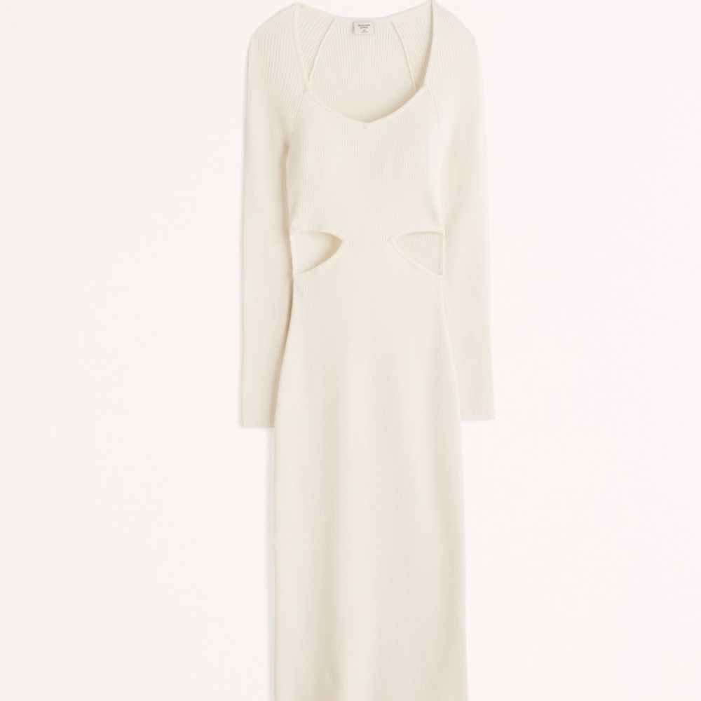 Abercrombie & Fitch white cut out midi knit dress perfect for xmas party
